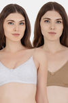 Floret Double Layered  Non Wired 3/4Th Coverage T-Shirt Bra - Nude Cool Grey — thumbnail 1