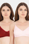 Floret Double Layered  Non Wired 3/4Th Coverage T-Shirt Bra - Pink Maroon — thumbnail 1