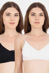 Floret Double Layered  Non Wired 3/4Th Coverage T-Shirt Bra - White Black — thumbnail 1