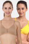 Floret Double Layered  Non Wired 3/4Th Coverage T-Shirt Bra - Nude Yellow — thumbnail 1