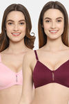 Floret Double Layered  Non Wired 3/4Th Coverage T-Shirt Bra - Pink Wine — thumbnail 1