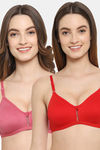 Floret Double Layered  Non Wired 3/4Th Coverage T-Shirt Bra - Red China Rose — thumbnail 1