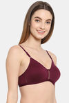 Floret Double Layered  Non Wired 3/4Th Coverage T-Shirt Bra - Wine Wine — thumbnail 3