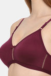 Floret Double Layered  Non Wired 3/4Th Coverage T-Shirt Bra - Wine Wine — thumbnail 7