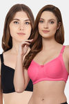 Floret Double Layered  Non Wired Full Coverage Super Support Bra - Black Tomato — thumbnail 1
