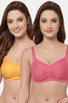 Floret Double Layered  Non Wired Full Coverage Super Support Bra - China Rose Marigold — thumbnail 1