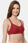 Floret Double Layered  Non Wired Full Coverage Super Support Bra - Cool Grey Merlot — thumbnail 10