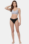 Floret Double Layered  Non Wired Full Coverage Super Support Bra - Cool Grey Merlot — thumbnail 6