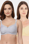Floret Double Layered  Non Wired Full Coverage Super Support Bra - Cool Grey Skin — thumbnail 1
