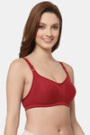 Floret Double Layered  Non Wired Full Coverage Super Support Bra - Magenta Merlot — thumbnail 9