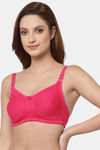 Floret Double Layered  Non Wired Full Coverage Super Support Bra - Magenta Robin Blue — thumbnail 10