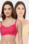 Floret Double Layered  Non Wired Full Coverage Super Support Bra - Magenta Skin — thumbnail 1