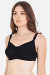 Floret Double Layered  Non Wired Full Coverage Super Support Bra - Marigold Black — thumbnail 11