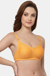 Floret Double Layered  Non Wired Full Coverage Super Support Bra - Marigold Black — thumbnail 3