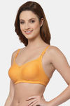 Floret Double Layered  Non Wired Full Coverage Super Support Bra - Marigold Black — thumbnail 4
