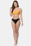 Floret Double Layered  Non Wired Full Coverage Super Support Bra - Marigold Black — thumbnail 6