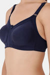 Floret Double Layered  Non Wired Full Coverage Super Support Bra - Marigold Navy — thumbnail 13