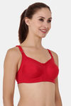 Floret Double Layered  Non Wired Full Coverage Super Support Bra - Marigold Red — thumbnail 9
