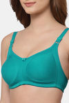 Floret Double Layered  Non Wired Full Coverage Super Support Bra - Merlot Robin Blue — thumbnail 7