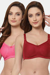 Floret Double Layered  Non Wired Full Coverage Super Support Bra - Merlot Tomato — thumbnail 1
