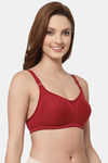 Floret Double Layered  Non Wired Full Coverage Super Support Bra - Merlot Tomato — thumbnail 9