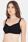 Floret Double Layered  Non Wired Full Coverage Super Support Bra - Navy Black — thumbnail 4