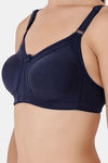 Floret Double Layered  Non Wired Full Coverage Super Support Bra - Navy Skin — thumbnail 7
