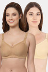 Floret Double Layered  Non Wired Full Coverage Super Support Bra - Nude Skin — thumbnail 1