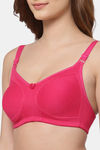 Floret Double Layered  Non Wired Full Coverage Super Support Bra - Pink Magenta — thumbnail 7