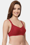 Floret Double Layered  Non Wired Full Coverage Super Support Bra - Pink Merlot — thumbnail 3