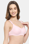 Floret Double Layered  Non Wired Full Coverage Super Support Bra - Pink White — thumbnail 3