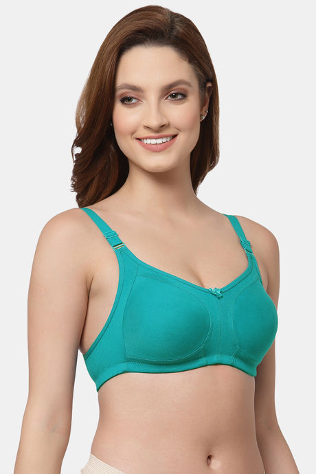 Floret Double Layered  Non Wired Full Coverage Super Support Bra - Robin Blue China Rose — image 8