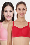 Floret Double Layered  Non Wired Full Coverage Super Support Bra - Rose Red — thumbnail 1