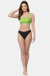 Floret Double Layered  Non Wired Full Coverage Super Support Bra - Royal Blue Lime Green — thumbnail 6