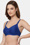 Floret Double Layered  Non Wired Full Coverage Super Support Bra - Royal Blue White — thumbnail 9