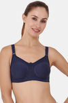 Floret Double Layered  Non Wired Full Coverage Super Support Bra - Tomato Navy — thumbnail 12