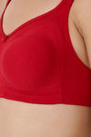 Floret Double Layered  Non Wired Full Coverage Super Support Bra - White Red — thumbnail 12