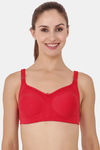 Floret Double Layered  Non Wired Full Coverage Super Support Bra - White Red — thumbnail 7