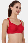Floret Double Layered  Non Wired Full Coverage Super Support Bra - White Red — thumbnail 8