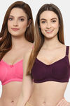 Floret Double Layered  Non Wired Full Coverage Super Support Bra - Wine Tomato — thumbnail 1