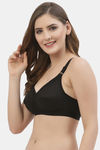 Floret Double Layered  Non Wired Full Coverage Super Support Bra - Black Pink — thumbnail 10