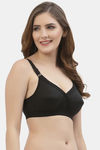 Floret Double Layered  Non Wired Full Coverage Super Support Bra - Black Pink — thumbnail 9