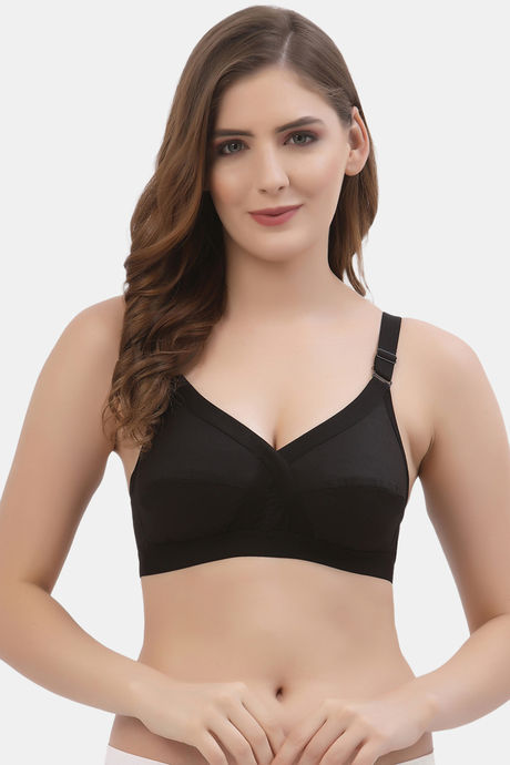 Floret Double Layered  Non Wired Full Coverage Super Support Bra - Black Tomato — image 6