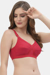 Floret Double Layered  Non Wired Full Coverage Super Support Bra - Magenta Red — thumbnail 3