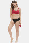 Floret Double Layered  Non Wired Full Coverage Super Support Bra - Pink Red — thumbnail 12