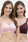 Floret Double Layered  Non Wired Full Coverage Super Support Bra - Pink Wine — thumbnail 1