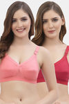 Floret Double Layered  Non Wired Full Coverage Super Support Bra - Red Rose — thumbnail 1