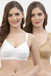 Floret Double Layered  Non Wired Full Coverage Super Support Bra - White Nude — thumbnail 1
