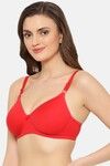 Floret Padded Non-Wired Full Coverage T-Shirt Bra - Red — thumbnail 3