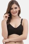 Floret Double Layered Non-Wired Full Coverage Super Support Bra - Black — thumbnail 1
